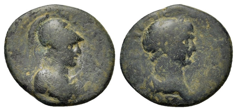 Trajan (98-117). Pamphylia, Attaleia. Æ (20,2mm, 4.6g). Laureate and draped bust...