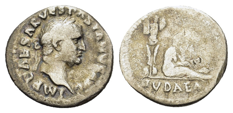 Vespasian (69-79). AR Denarius (17,6mm, 3g). Rome, AD 69-70. Laureate head r. R/...