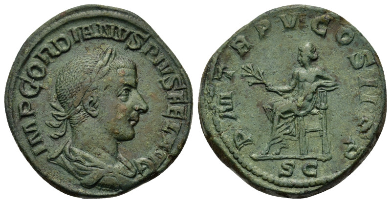 Gordian III (238-244). Æ Sestertius (30mm, 22.30g). Rome, AD 242. Laureate, drap...