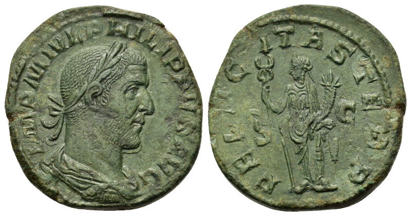 Philip I (244-249). Æ Sestertius (29mm, 18.50g). Rome, AD 246. Laureate, draped ...