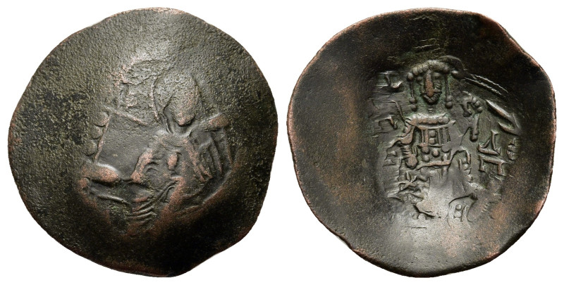 Isaac II Angelos (1185-1195). Æ Trachy (26mm, 3g). Constantinople. Virgin Mary e...