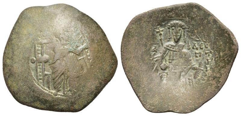 Isaac II Angelus (1185-1195). BI Aspron Trachy (26,4mm, 4g). Constantinople. Vir...