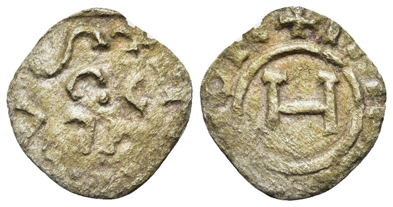 Italy, Lucca. Enrico III, IV or V (1039-1125). AR Denaro (15mm, 0.80g). Monogram...