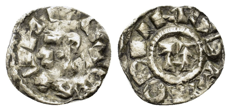 Italy, Lucca. Enrico III, IV or V . AD 1039-1125. AR Denaro (15,8mm, 1g). Monogr...