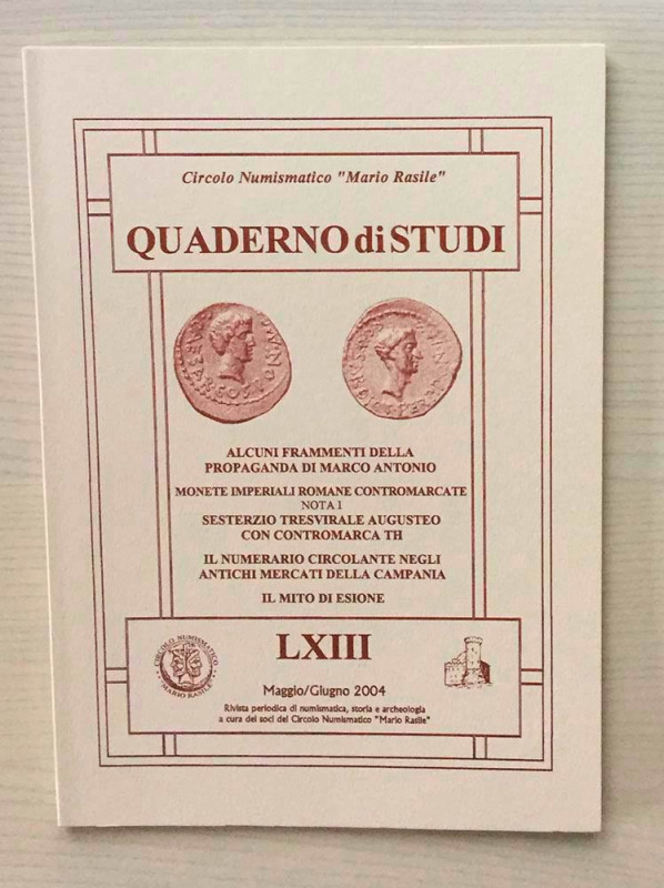 Circolo Numismatico “Mario Rasile” Quaderno di studi LXIII, Formia, Maggio-Giugn...