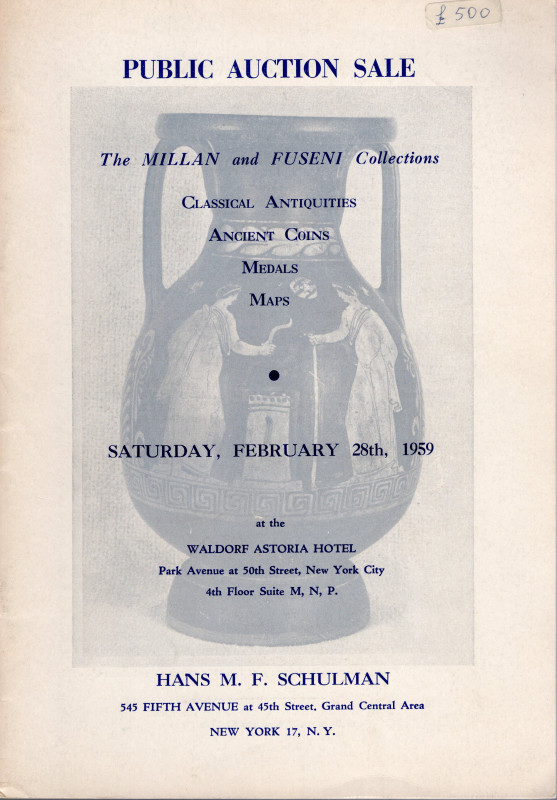 SCHULMAN H. - New York, 28 – February, 1959. Collection the Millan and Fuseni. C...