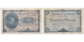 20 francs, 1915 - German Occupation WWI
Ref: Pick # 89
Conservation : PCGS Very fine 35 Details
Serial # B671256 Sign.: Serruys& Jadot Très Rare