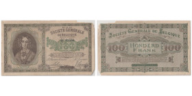 100 francs, 1916 - German Occupation WWI
Ref: Pick # 90
Conservation : PCGS Very fine 30 Details
Serial # Q341558 10.11; Sign.: Serruys& Jadot Rarissi...