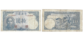 10 Yuan, 1942 ISSUES, BLUE ISSUES - SYS
Ref : Pick #245
Conservation : VF