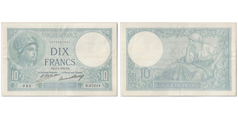 10 francs - Sign.: Platet & Strohl, 1932
Ref : P#73d; F. 6/16
Conservation : PCG...