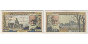 Billet de 5 NF sur 500 Francs, 1959, Victor Hugo, type 1953
Ref : F. 52/2, Pick# 137b
Conservation : PCGS AU 53 PPQ. Rare
Serial # R.115 0286660737 Ov...