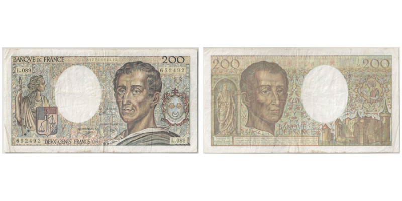 Billet de 200 Francs - Sign.: Dentaud, Charriau & Bruneel, 1991
Ref : F. 70/11, ...