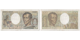 Billet de 200 Francs - Sign.: Dentaud, Charriau & Bruneel, 1991
Ref : F. 70/11, Pick#155d
Conservation : PCGS VF 20
Serial # L.089 1770652492