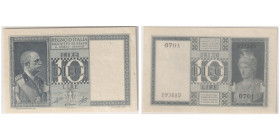 Treasury, Biglietto di Stato
10 Lire, 1944-XXII, Sign.: Grassi, Porena & Cossu
Ref : Pick#25c
Conservation : PCGS CHOICE UNC 63
Serial #0701 093880, P...