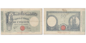 Banca D'Italia
50 Lire - 12.12, 1934, Sign.: Azzolini & Cima
Ref : Pick#47c
Conservation : PCGS VF 20
Serial #C1638 1441, Seal Type A/E; w/Counterfoil