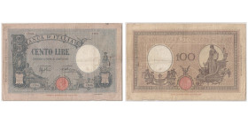 Banca D'Italia 100 Lire - 16.05, 1932, Sign.: Azzolini & Cima
Ref : Pick#50c
Conservation : PCGS CHOICE FINE 15
Serial #O239 1294, Seal Type A/E; w/Co...