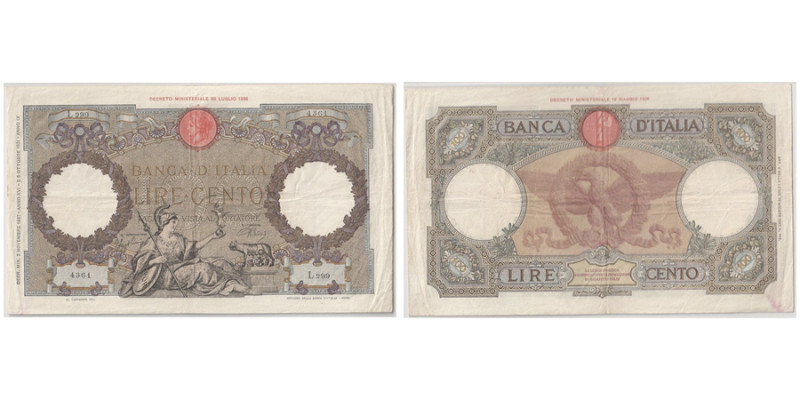 Banca D'Italia 100 Lire - 02.11, 1937, Sign.: Azzolini & Urbini
Ref : Pick#55b
C...