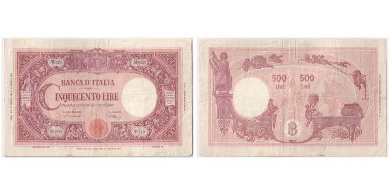 Banca D'Italia 500 Lire - 21.03, 1946, Sign.: Einaudi & Urbini
Ref : Pick#70d
Co...