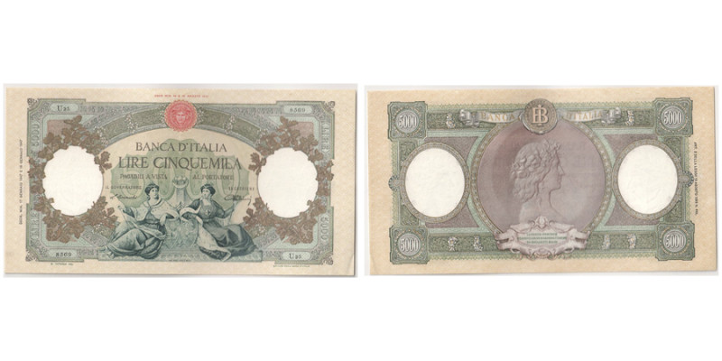 Banca D'Italia 5.000 Lire, 1947, firme Einaudi & Urbini
Ref : Pick#85a
Conservat...