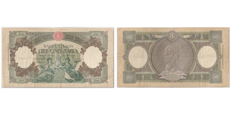 Banca D'Italia 5.000 Lire, 1960, Sign.: Menichella & Boggione
Ref : Pick#85c
Con...