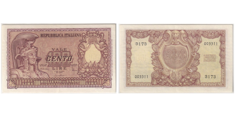 Repubblica Italiana - Biglietto di Stato
100 Lire 1951 Sign.: DiCristina, Cavall...