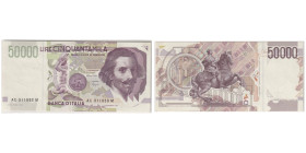 Banca D'Italia 50,000 Lire 1992 Sign.: Fazio & Speziali
Ref : Pick# 116b
Conservation : PCGS ABOUT UNC 55 PPQ
Serial # AC911850M Printer: ODBI Seal Ty...
