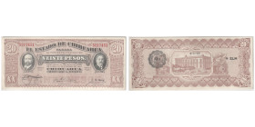MEXICO-REVOLUTIONARY
El Estado de Chihuahua
20 Pesos, 1915 Series K; 04.01.1915 Black Scalloped Seal
Ref : Pick# S537b M926f
Conservation : PCGS ABOUT...