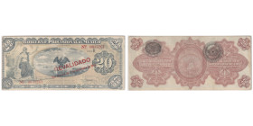 Gobierno Provisional de México
20 Pesos - Mexico City, DF 1914 REVALIDADO O/P
Ref : Pick# S705 M1242b
Conservation : PCGS CHOICE VF 35
Serial # D-0053...