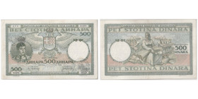 YUGOSLAVIA
Italian Armed Forces
500 Dinara - Occupation of Montenegro WWII 1935 (1941)
Ref : Pick # R14
Conservation : PCGS CHOICE VF 35
Serial# B.007...