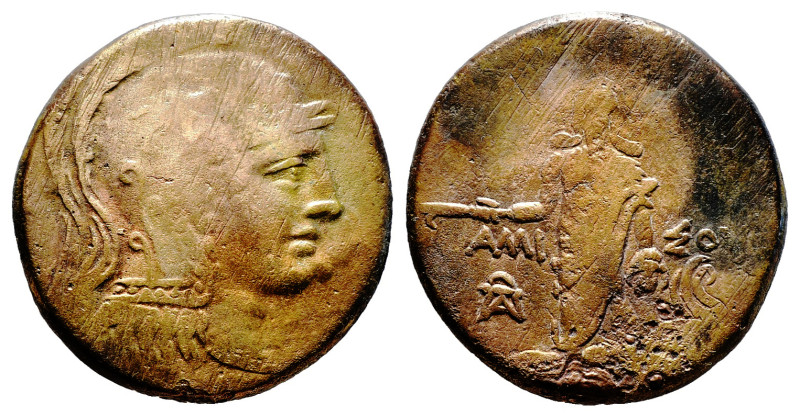 PONTUS, Amisos . Circa 85-65 BC. Æ (18,60 gr - 30,05 mm)
 Head of Athena Parthen...