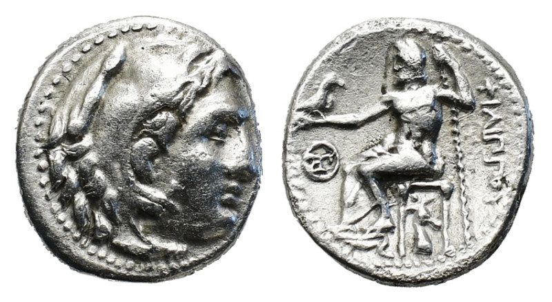 KINGS OF MACEDON. Philip III Arrhidaios (323-317 BC). Drachm
Obv: Head of Herakl...