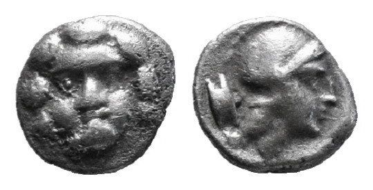 PISIDIA. Selge. Obol (Circa 350-300 BC).
Obv: Facing gorgoneion.
Rev: Helmeted h...