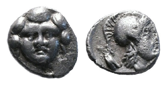 PISIDIA. Selge. Obol (Circa 350-300 BC).
Obv: Facing gorgoneion.
Rev: Helmeted h...