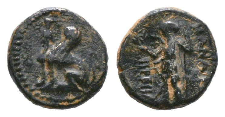 PAMPHYLIA. Perge. Ae (Circa 260-230 BC).
Obv: Sphinx seated left, wearing kalath...