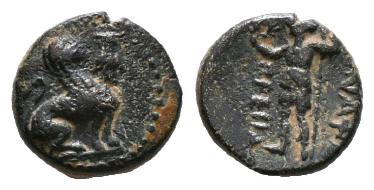 PAMPHYLIA. Perge. Ae (Circa 260-230 BC).
Obv: Sphinx seated right, wearing kalat...