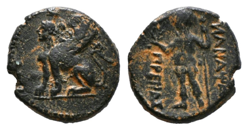 PAMPHYLIA. Perge. Ae (Circa 260-230 BC).
Obv: Sphinx seated left, wearing kalath...