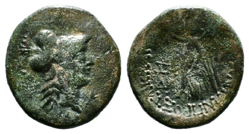 CILICIA. Seleukeia. Ae (2nd-1st centuries BC).
Obv: Helmeted head of Athena righ...