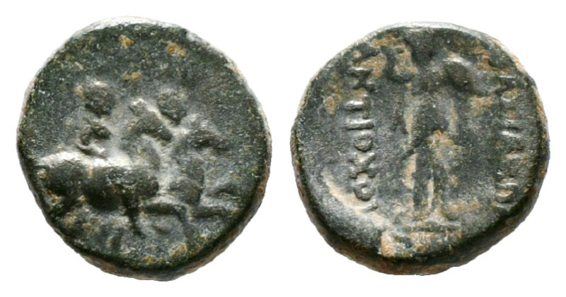 SELEUKID KINGDOM. Antiochos II Theos (261-246 BC). Ae. Tarsos.
Obv: The Dioskour...