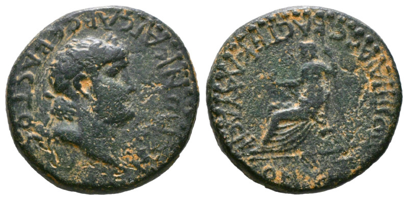 LYCAONIA. Iconium. Nero with Poppaea (54-68). Ae.
Obv: NЄPωN KAICAP CЄBACTOC.
La...