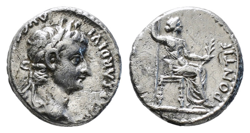 TIBERIUS (14-37). Denarius. "Tribute Penny" type. Lugdunum.
Obv: TI CAESAR DIVI ...