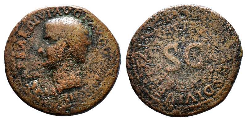 DRUSUS (Died AD 23). As. Rome. Restoration issue struck under Titus (AD 80).
Obv...