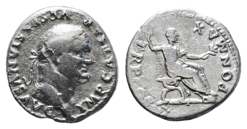 VESPASIAN (69-79). Denarius. Rome.
Obv: IMP CAES VESP AVG CENS.
Laureate head ri...