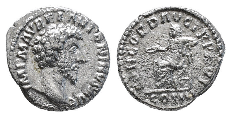 MARCUS AURELIUS (161-180). Denarius. Rome.
Obv: IMP M ANTONINVS AVG.
Bare head r...