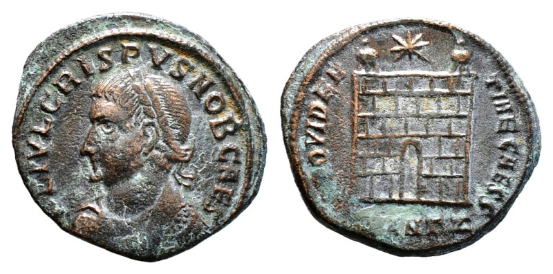 CRISPUS (Caesar, 316-326). Follis.
Obv: FL IVL CRISPVS NOB CAES.
Laureate, drape...