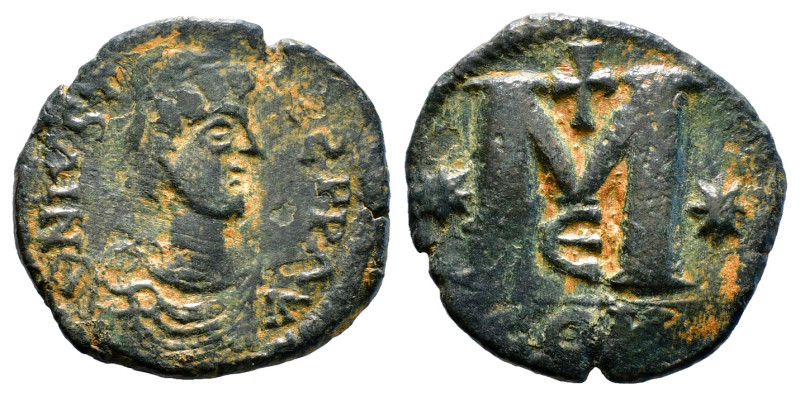 ANASTASIUS I (491-518). Follis. Constantinople.
Obv: D N ANASTASIVS P P AVG.
Dia...