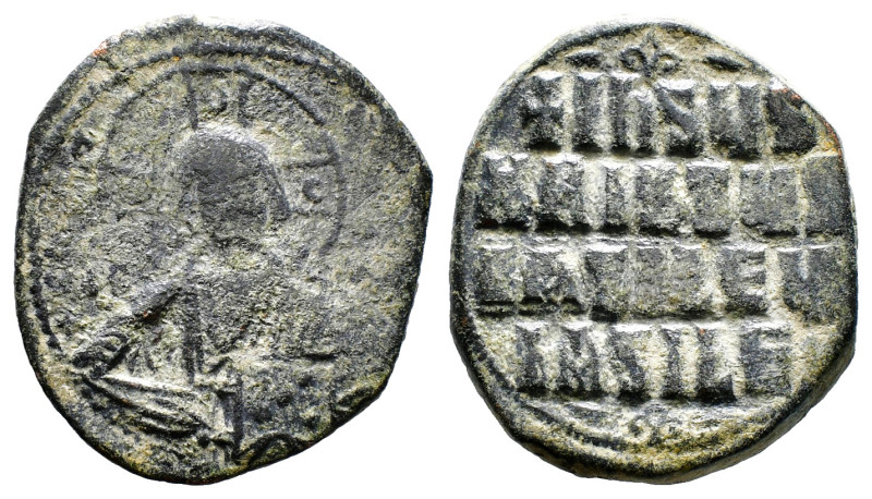 ANONYMOUS FOLLES. Class A1. Attributed to John I (969-976). Follis.
Obv: + ЄMMAN...