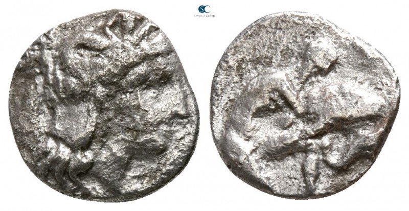 Calabria. Tarentum circa 380-280 BC. 
Diobol AR

9mm., 1,07g.



fine