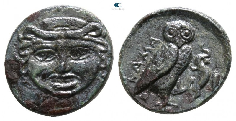Sicily. Kamarina 420-405 BC. 
Tetras Æ

11mm., 1,31g.



nearly very fine...