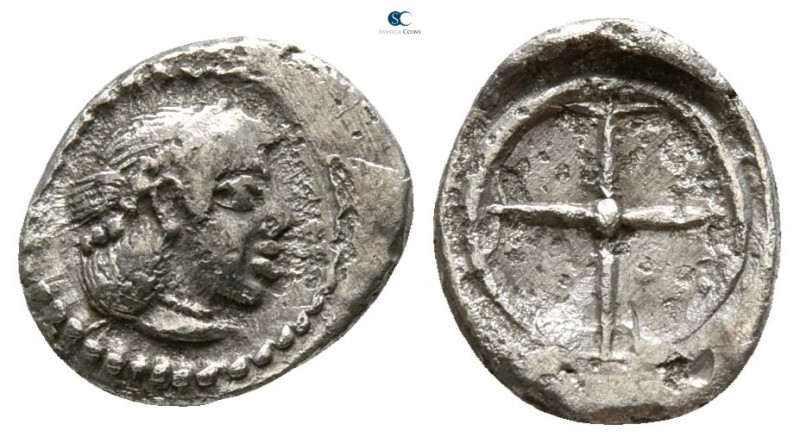 Sicily. Syracuse. Hieron I. 478-466 BC. 
Litra AR

8mm., 0,62g.



nearly...