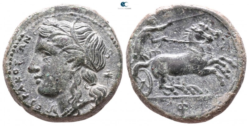 Sicily. Syracuse. Hiketas II 287-278 BC. 
Hemilitron Æ

19mm., 6,74g.



...